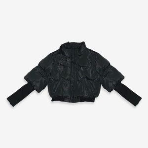 cropped short black puffer jacket coats bomber puffy high neck warm padded​​​​